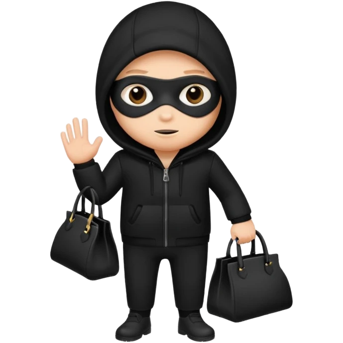 sneaky thief in black outfit holding a bag emoji