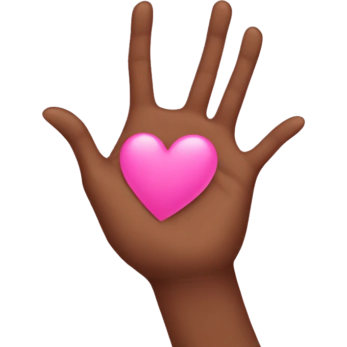 brown hands with pink nails making a heart emoji