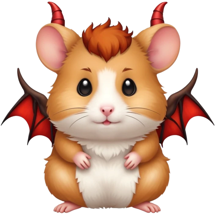 Hamster with devil wings, a devil tail, and devil horns emoji