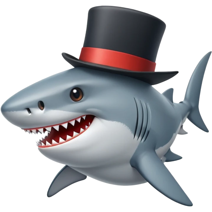 Shark with a top hat emoji