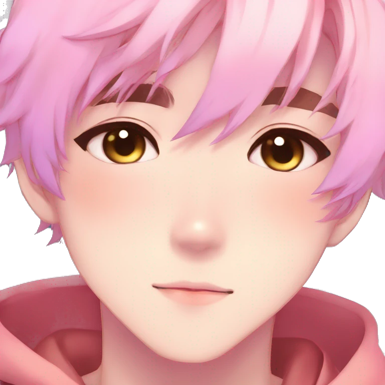 Gorgeous romantic anime style shojo man with blushing face aesthetic and pretty colorful shiny gradient pastel hair trending style emoji