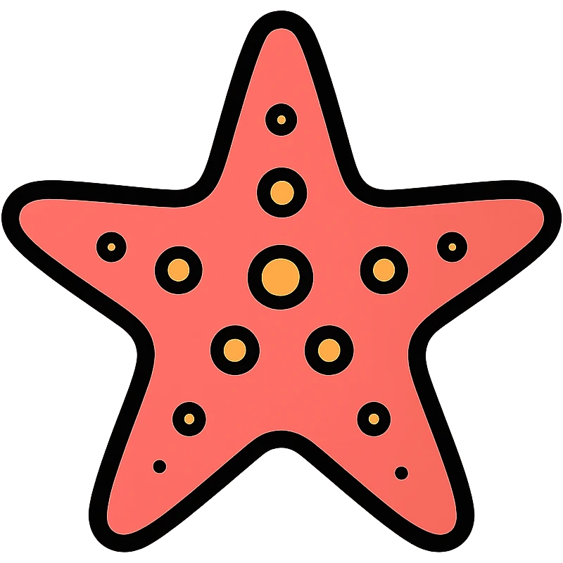 colorful starfish icon with coral pink color and bold outline emoji