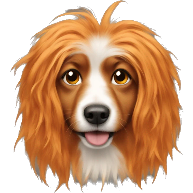 orange hair dog long messy hair small emoji