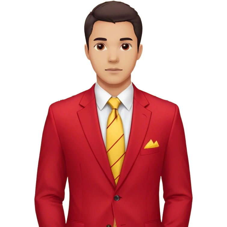 "A bust of a professional man wearing a red blazer with yellow accents, a yellow dress shirt, and a red tie, symbolizing career growth and opportunities. He has a confident expression, short well-groomed hair, and a determined look. Behind him, a financial or business growth chart (📈) with a bold red upward-trending arrow is displayed, reinforcing the theme of progress and success. The background is minimalistic, with clean lines focusing on the man’s upper torso and the business chart. The overall design is modern, professional, and business-oriented. emoji