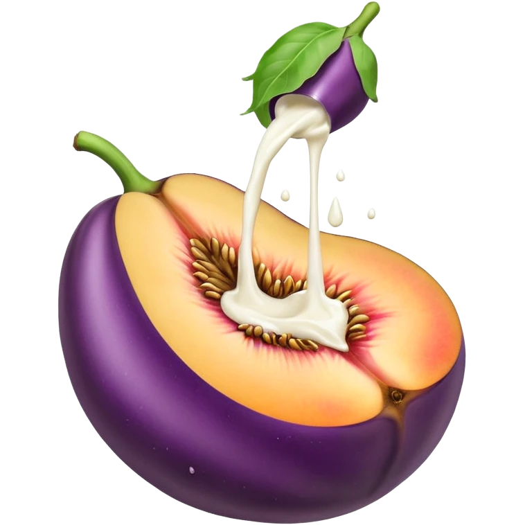 Eggplant squirting milk on peach emoji