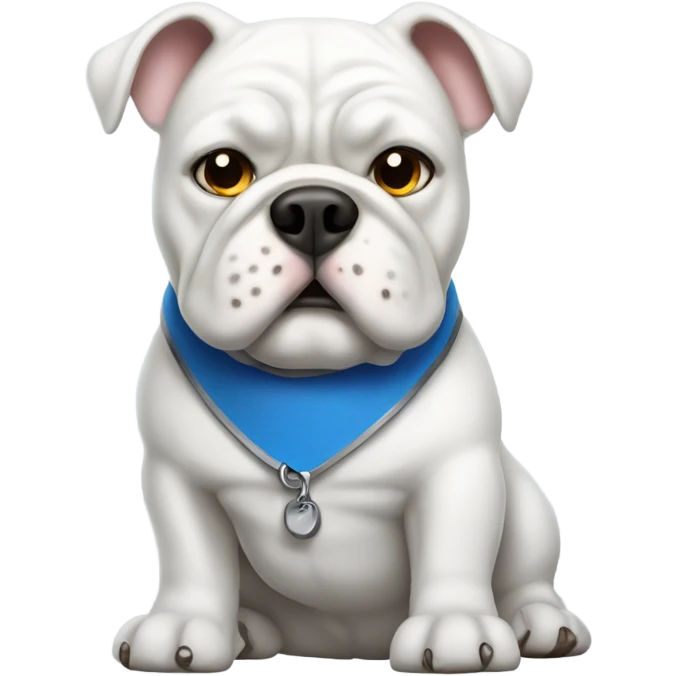 White Bulldog with blue collar emoji