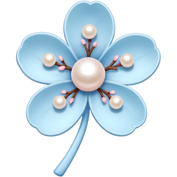 soft blue pastel cherry blossom with pearl beaded outline emoji