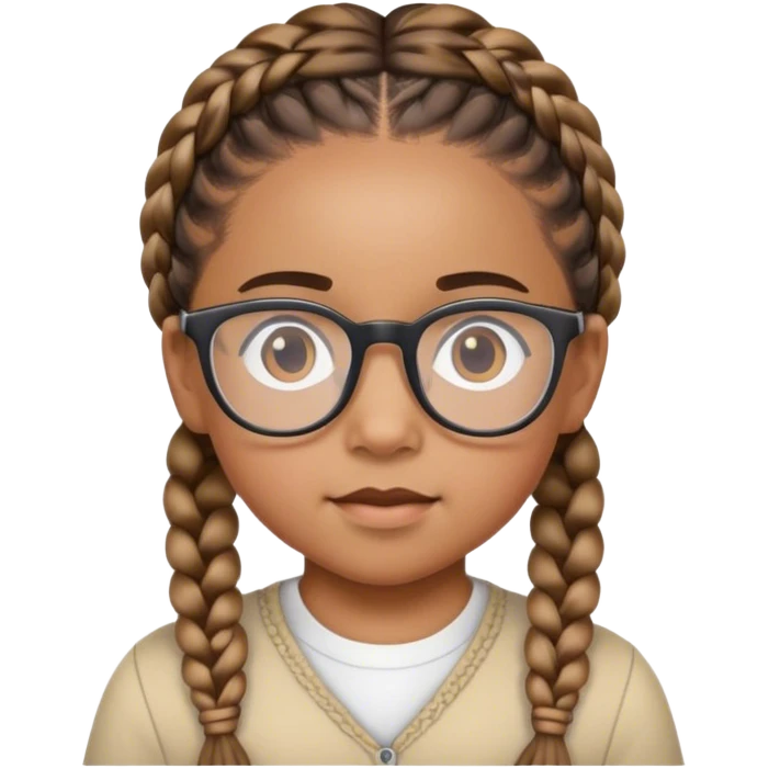 A mixed-race child with braids and glasses emoji