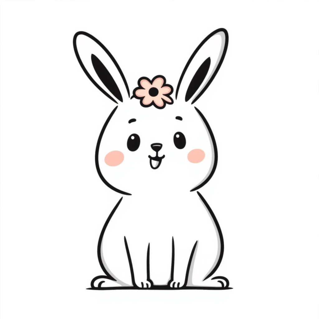 kawaii bunny with sparkly eyes and a huge smile, soft pastel colors, dreamy hand-drawn style emoji