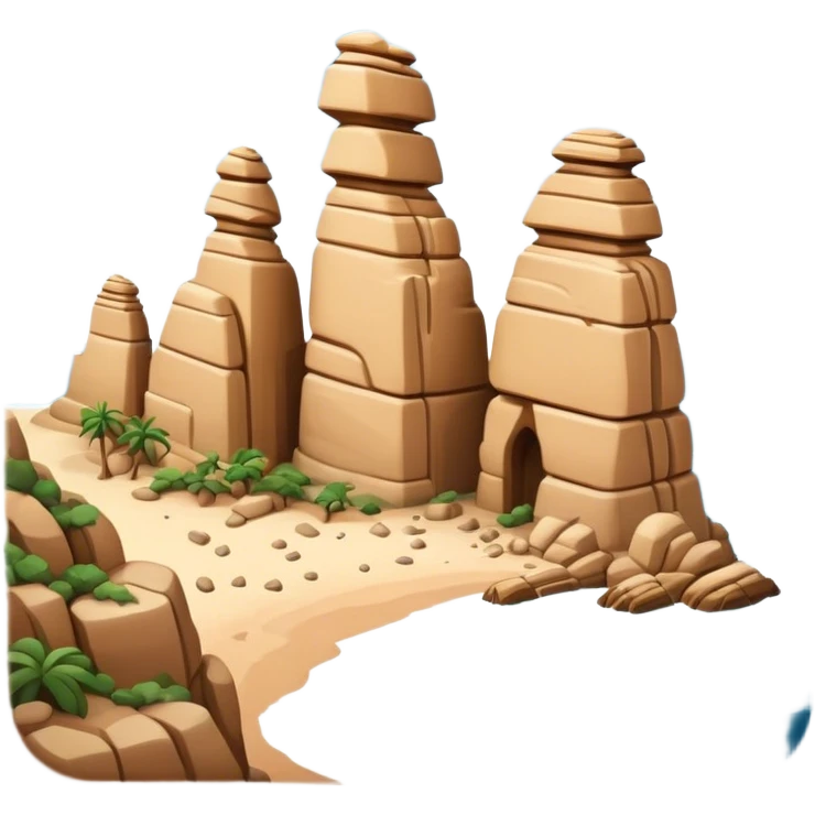 Cinematic Realistic Raouche Rocks Landmark Emoji, depicted with dramatic natural rock formations along the Beirut coastline rendered with intricate detail and dynamic natural lighting. emoji