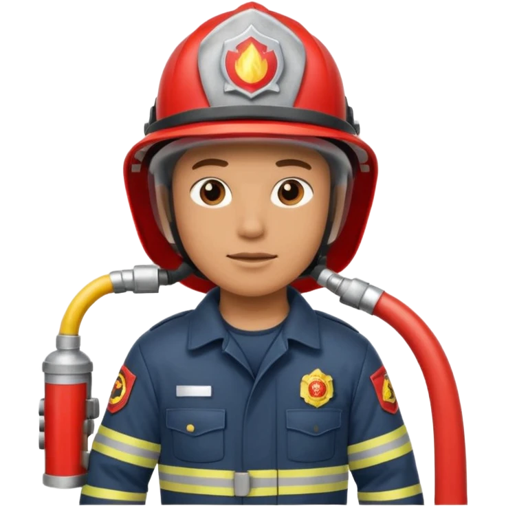 A firefighter extinguishing a party emoji
