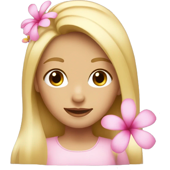 Blonde girl with a pink flower on her head emoji
