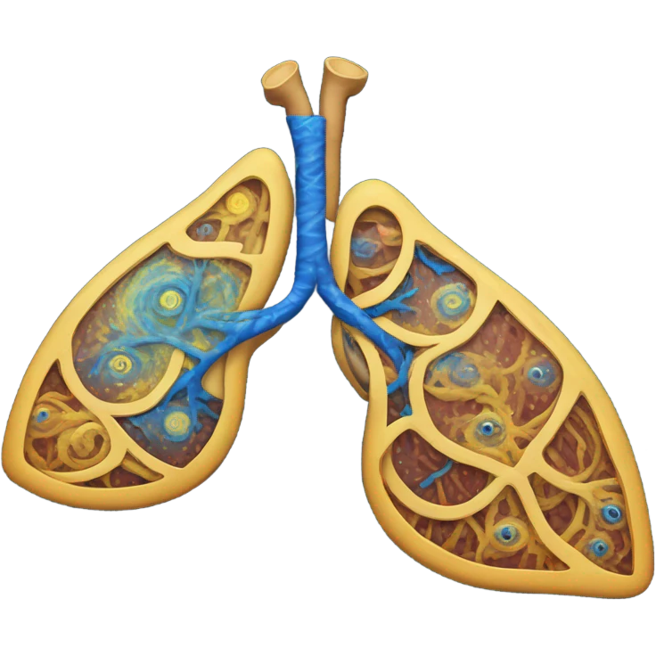 Lungs with Van Gogh starry night  emoji