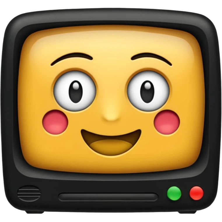 черный телевизор с зеленым экраном и пиксельным рисунком на экране emoji