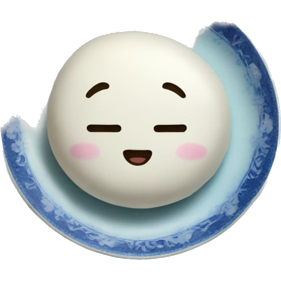 mochi on a blue china plate emoji