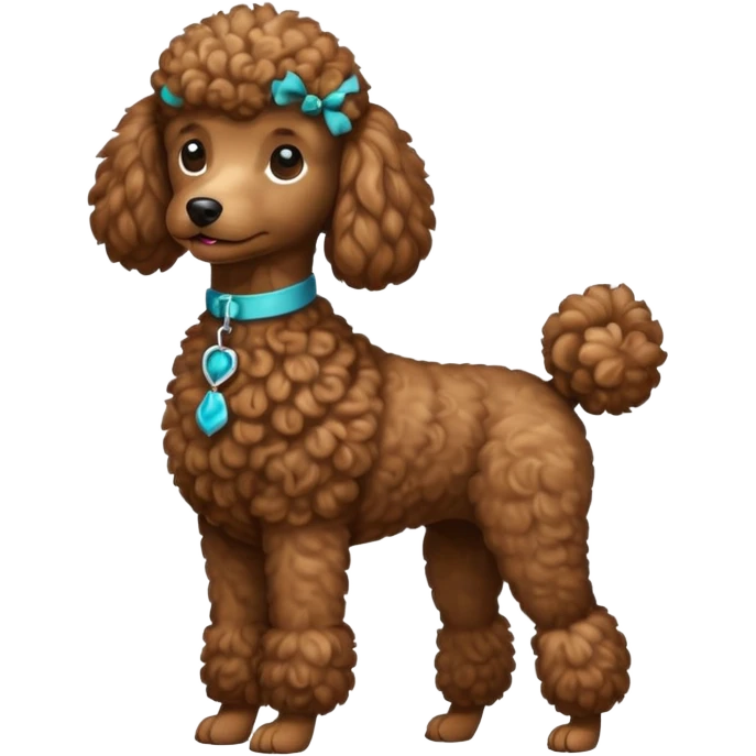Create a full-body Apple-style emoji of a brown poodle emoji