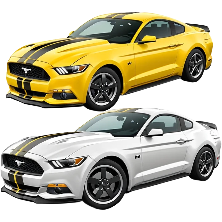 Ford Mustang with center black strip design and in written 309 and in front real pony logo in yellow  emoji