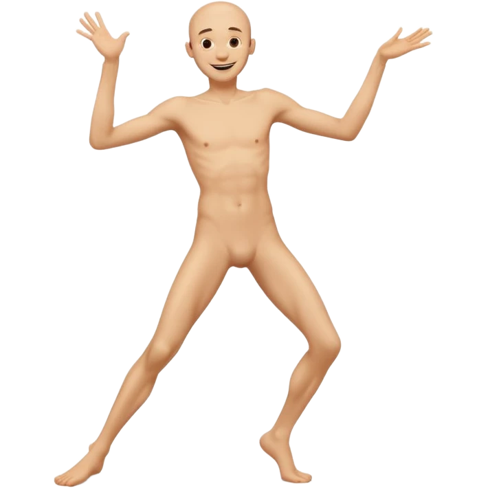 Skinny naked guy dancing happy emoji