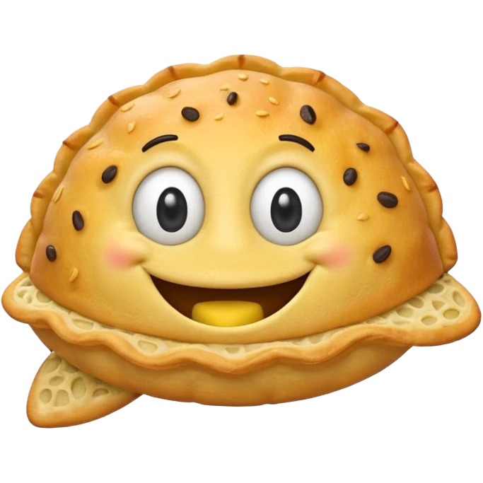 cute cartoon empanada character in SpongeBob + emoji
