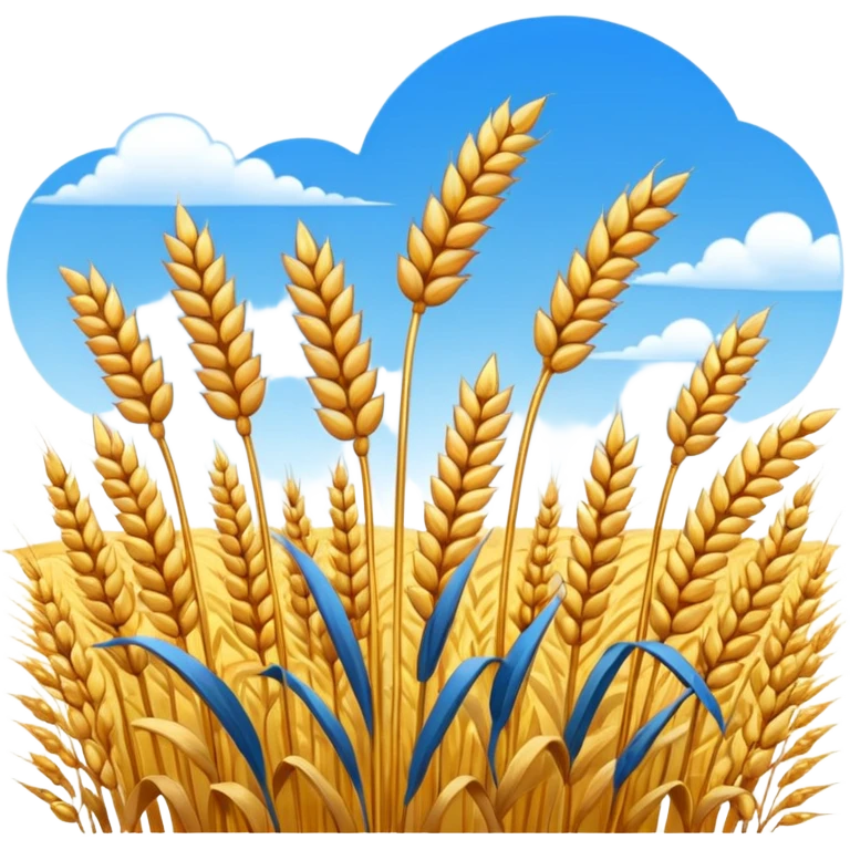 golden wheat field with blue sky above, low detail, high contrast, emoji style, strong outlines emoji