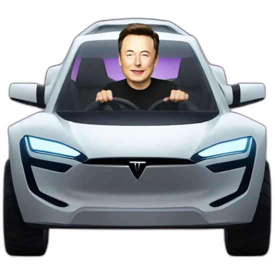 Elon musk riding in a Tesla cyber truck  emoji