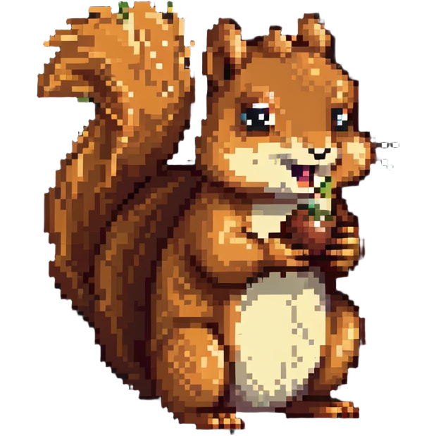 Hungry squirrel with drool, staring at acorn emoji