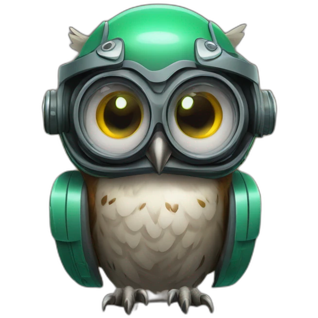 Owl with night vision device in helmet emoji