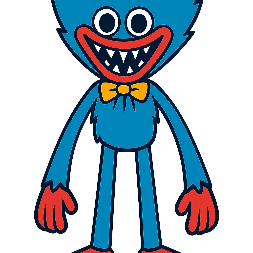 Huggy Wuggy character in vibrant toon style emoji