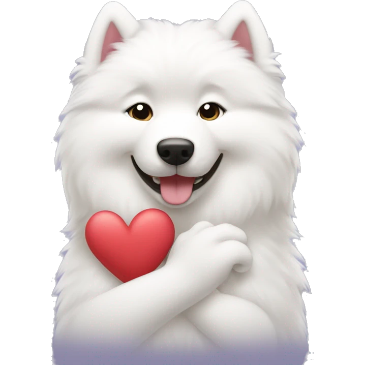 samoyed hug with hearts emoji