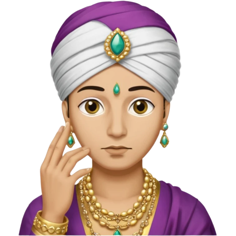A Sultan shushing while his eyes are white emoji