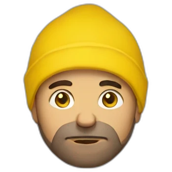 Armenian men  with yellow hoodie with sleepy face emoji