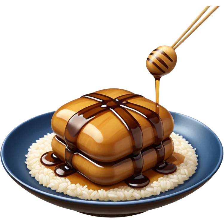 Just Mitarashi dango with shiny soy sauce glaze drizzled over white rice emoji