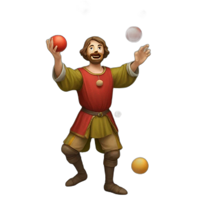 medieval juggler juggling 4 balls over them emoji