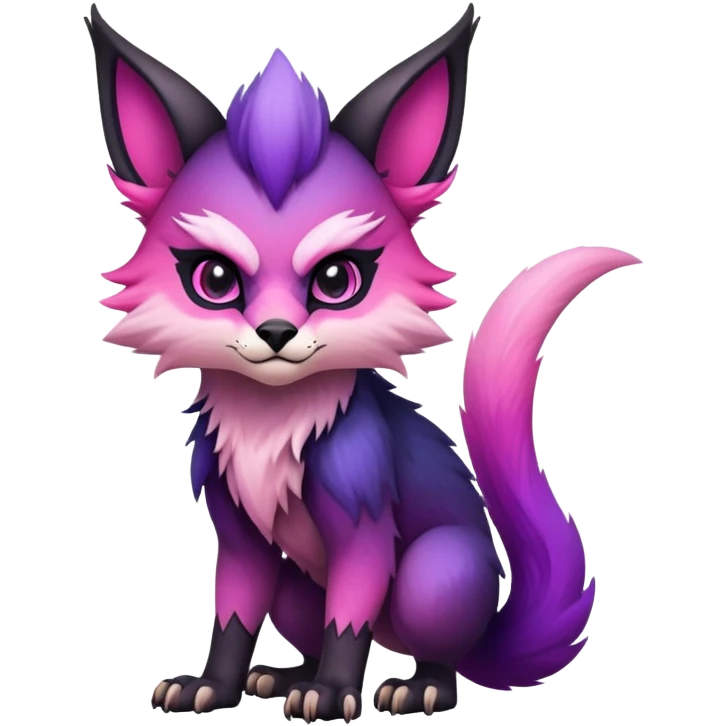 Cool Edgy Black-pink-purple-gradient badass Fionbri-Vernid-animal-creature full bodyd emoji
