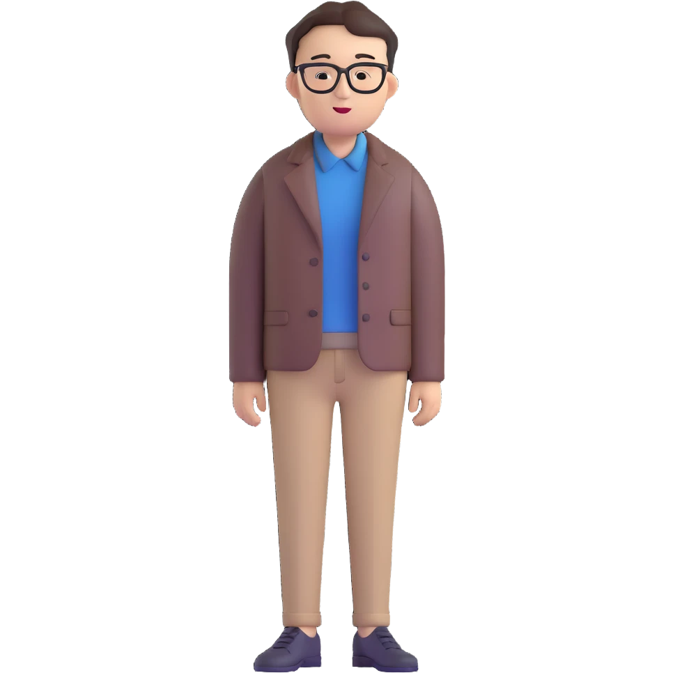 muscular tall Korean man with glasses and short hair emoji