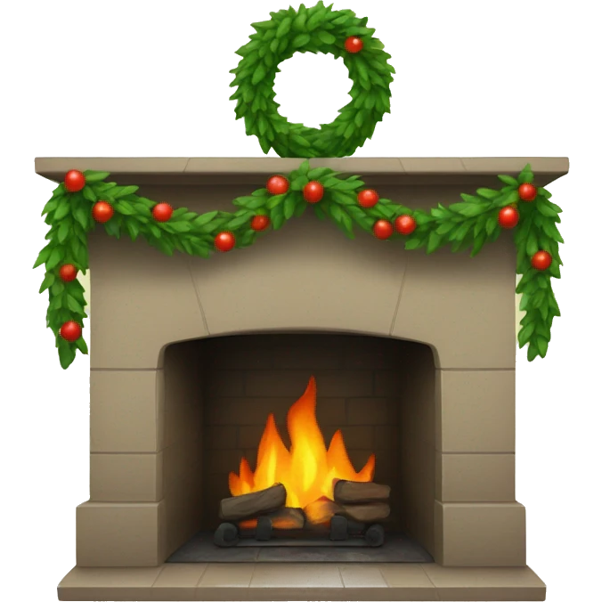 fireplace with green garland  emoji