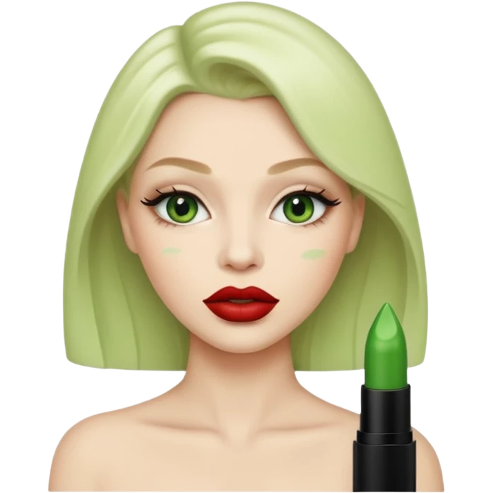 woman with green colored lips emoji