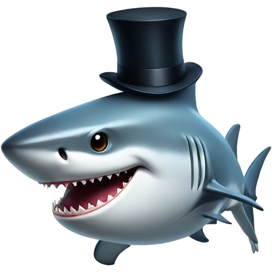 Shark with a top hat emoji