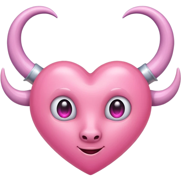 a plain pink heart with horns on it emoji