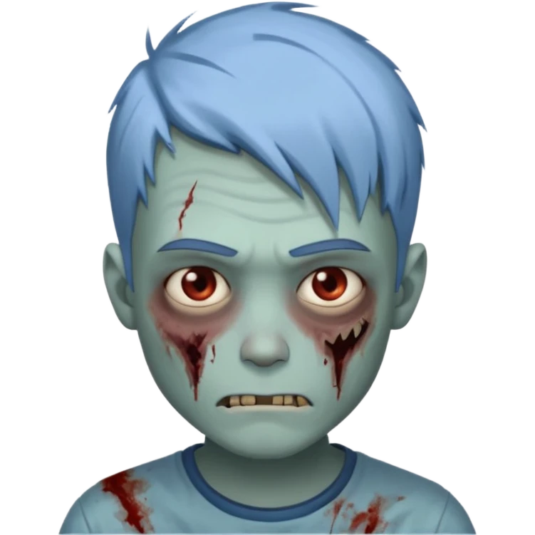 я мужчина, цвет волос пепельно синий, стрижка как у футболиста Yamal сделай меня в стиле зомби и ещё сделай с Ухмылкой  emoji