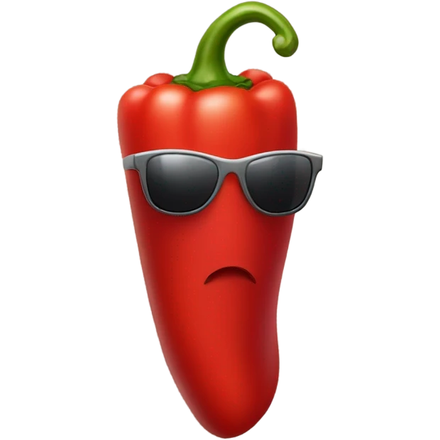 Red pepper with Mantel and sunglasses and necklace emoji