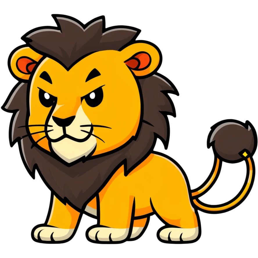 nasty lion looking sideways with mean fierce expression emoji