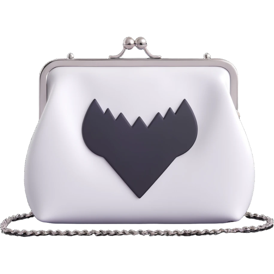 Back white gothic purse without background emoji