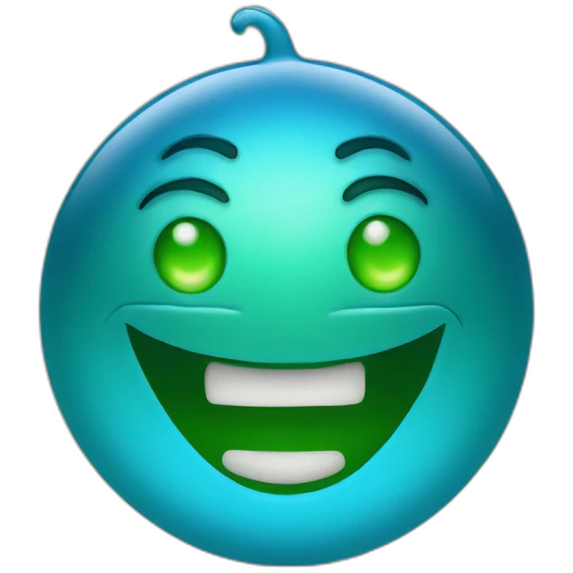 blue magic ball with a green face emoji