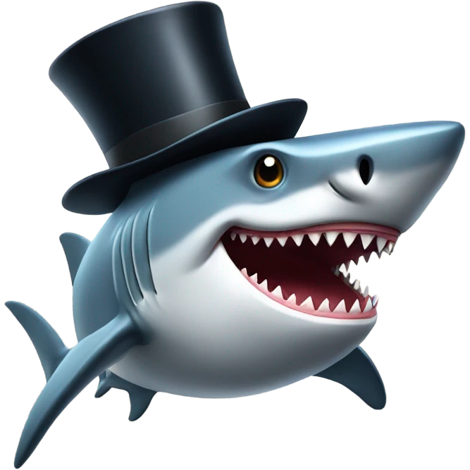 Shark with a top hat emoji