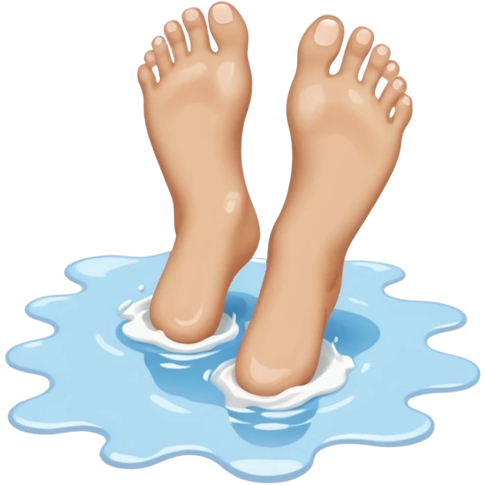 Barefeet balancing in white paint puddle emoji