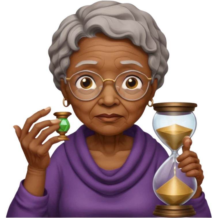 black grandma holding hourglass emoji