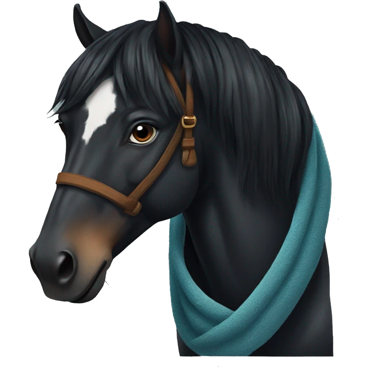 Black horse with a rug emoji