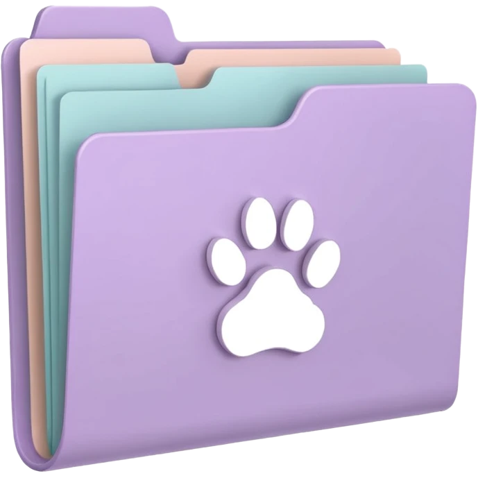 a pastel folder of documents with a pawprint on it emoji