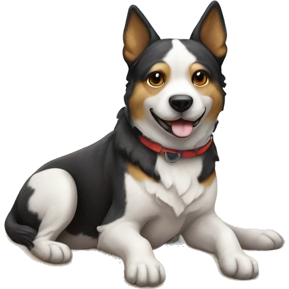 Perro sentado en la playa emoji